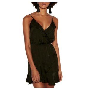 Express Black Fit and Flare Ruffled Black Mini Dress
